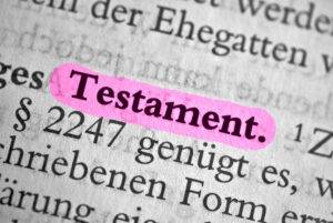 Testament - schwarz weiß Text mit Markierung