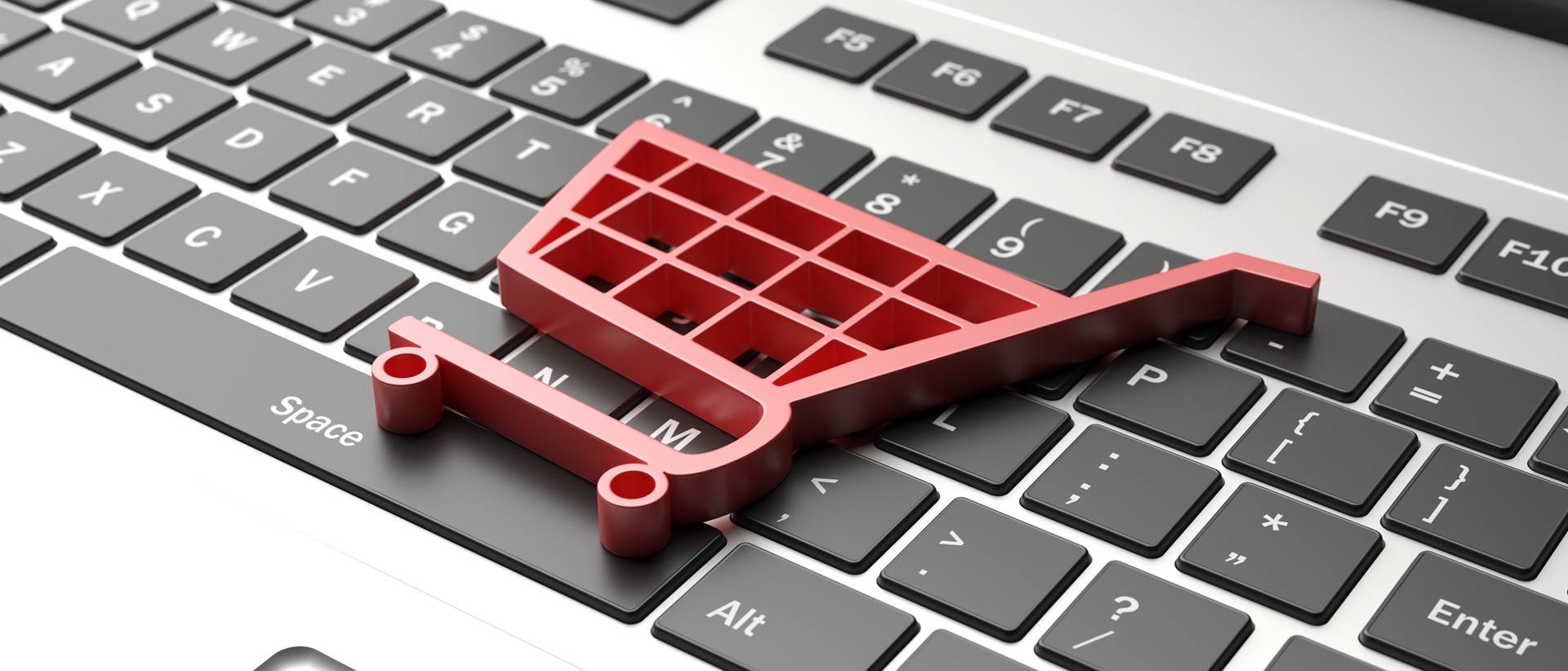 Symbolischer Warenkorb auf Tastatur | Amazon Agentur