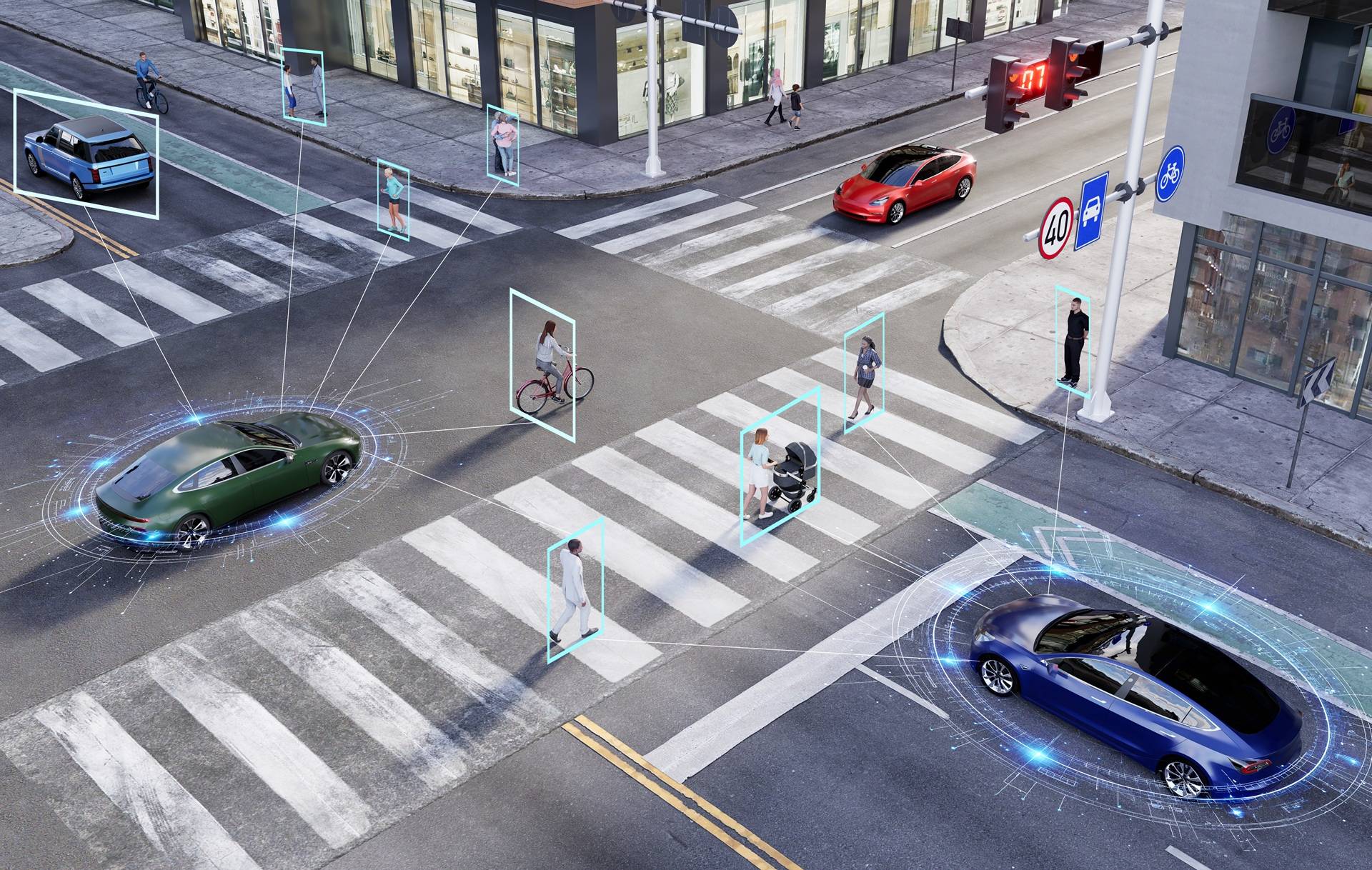 Intelligente Verkehrsüberwachung an Kreuzung | Straßenmarkierung