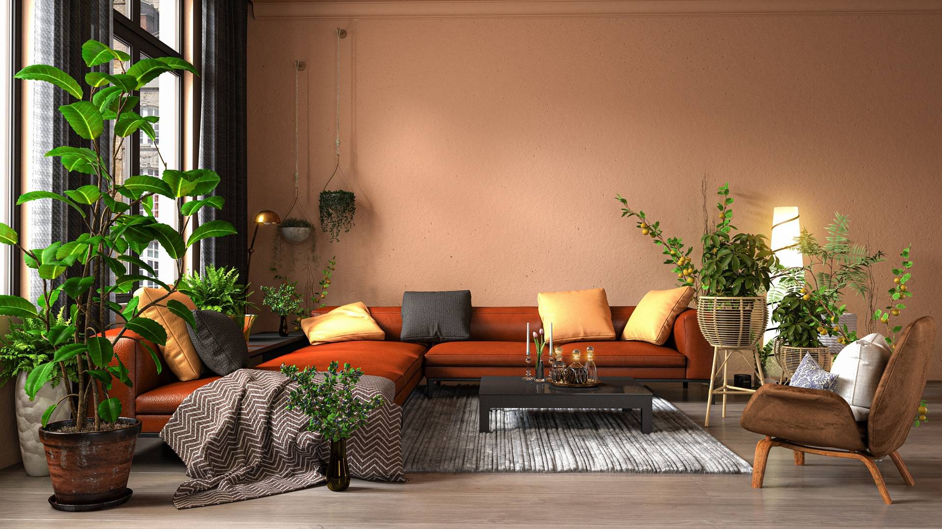 Wohnzimmer mit Pflanzen | Raumtrenner