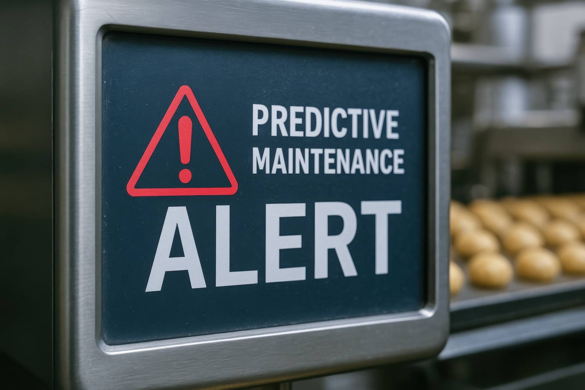 Warnanzeige mit Alert-Symbol für Anlagenwartung | Predictive Maintenance